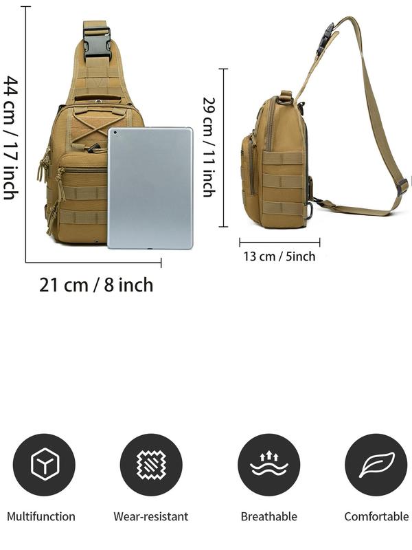 Men's Outdoor Sports Sling Bag, Flag Patched Edc Bag, Tactical Bum Bag, Multi-functional Zipper Chest Bag, One-shoulder Designer Crossbody Bag for Outdoor Cycling Hiking