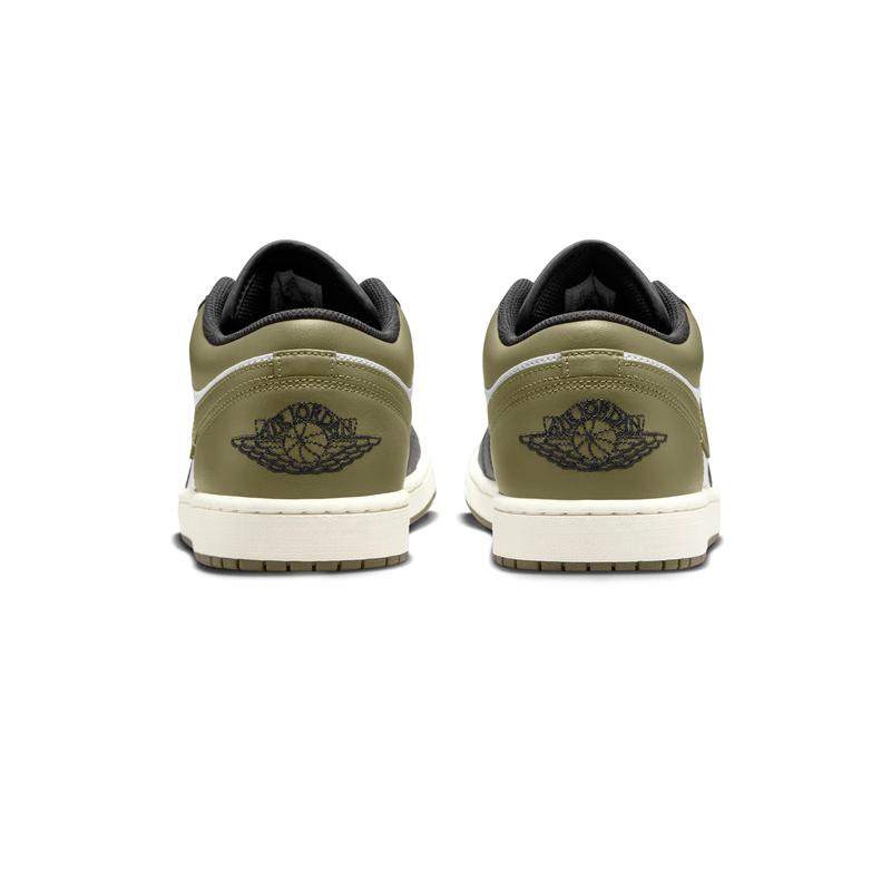 Men's Jordan 1 Low Black White-Medium Olive (553558 092)