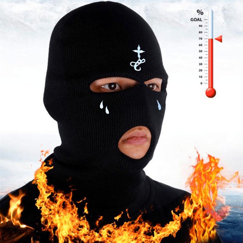 Cross Embroidery Ski Mask Winter Balaclava Hat 3-Hole Knitted Full Face Cover Ski Neck Gaiter Warm Knit Beanie For Outdoor Sport