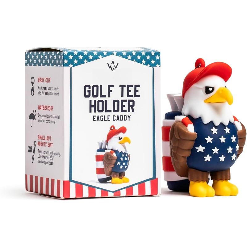 Eagle  Golf Tee Holder, Includes 8  Themed Golf Tees, Fun Golf Accessories for Men and Women, Stylish Golf Bag Accessory and Golf Gift