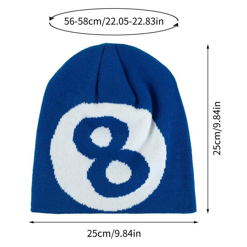 Number 8 Design Beanie Hats for Gifts, Winter Warm Outdoor Sports Hat for Boyfriend Gifts, Fashionable Outdoor Cycling Hats for Men & Women Gifts for Her, Men Gifts, Gym Accessories