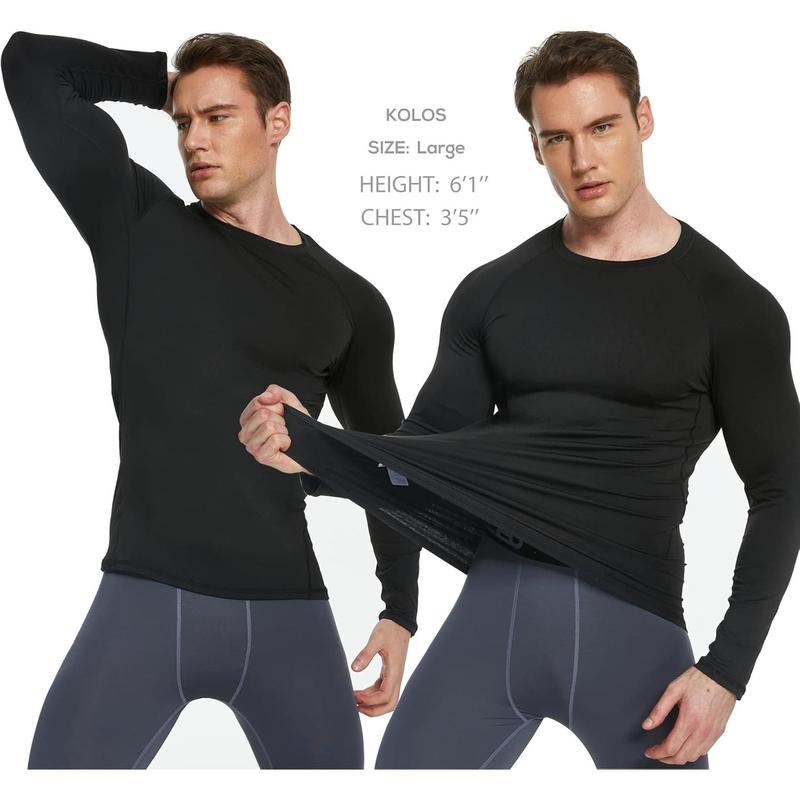 5 or 4 Pack Men's Thermal Compression Shirt Fleece Lined Long Sleeve Athletic Base Layer Cold Weather Gear Workout Top