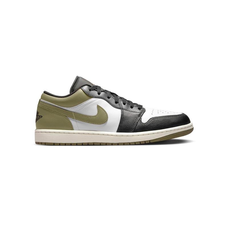 Men's Jordan 1 Low Black White-Medium Olive (553558 092)