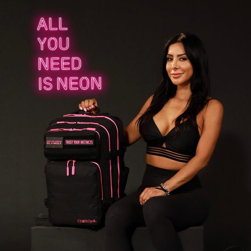 45L Backpack Black Neon Pink