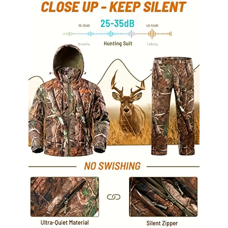 Ultimate Camo Hunting Outfit - Fleece-Lined, Water-Resistant, Warm Winter Jacket and Pants for Deer, Duck, and Bow Hunts - Perfect for Men's Outdoor Adventures