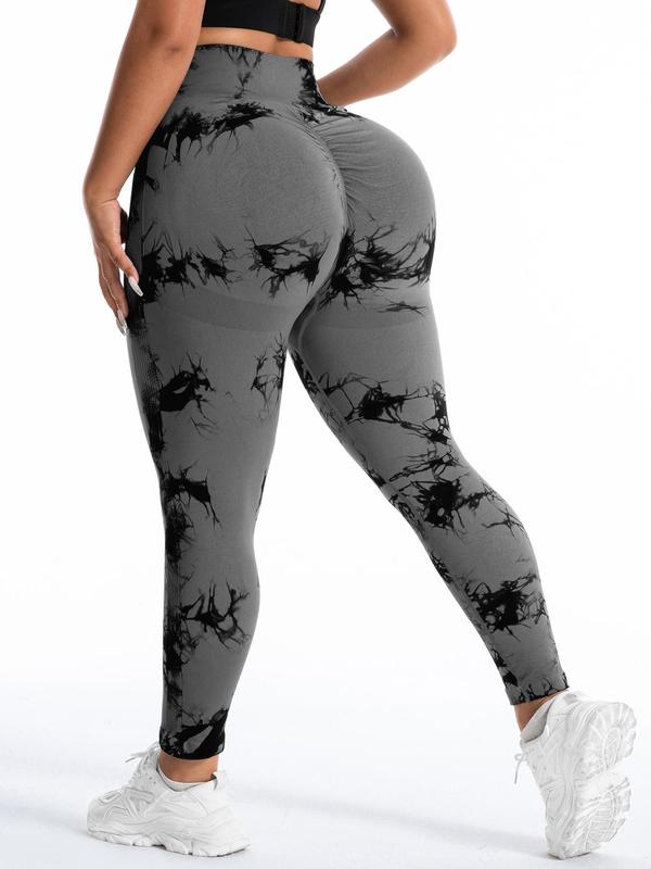 Plus Size Tie Dye Print High Waist Sports Leggings, Sporty Comfy Breathable Pants for Yoga Gym Workout Running, Leggings for Women, Women's Sport & Outdoor Clothing for All Seasons