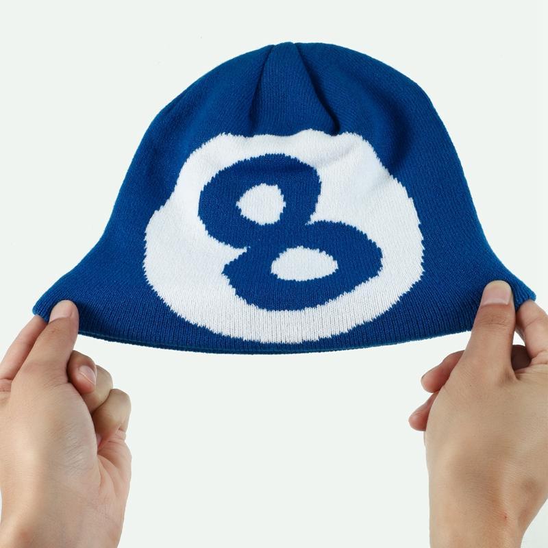 Number 8 Design Beanie Hats for Gifts, Winter Warm Outdoor Sports Hat for Boyfriend Gifts, Fashionable Outdoor Cycling Hats for Men & Women Gifts for Her, Men Gifts, Gym Accessories