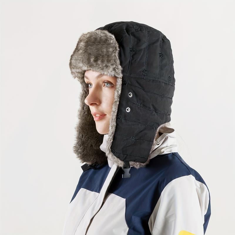 Winter with Earmuffs Mask Warm Wind-Proof Cap Ski Plush Lined Cap Cold Weather Hat Unisex