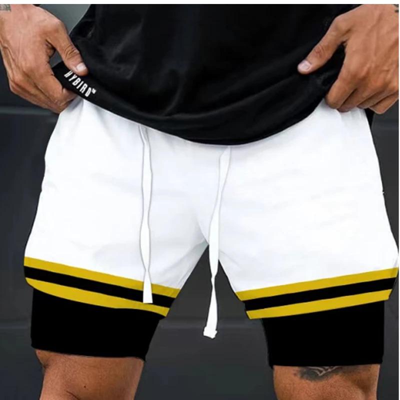 Anime Naruto Dragon Ball One-Piece Sports Shorts Man Double-Layer 2-In-1 Quick-Drying Sweat-Absorbent Running Performance Shorts