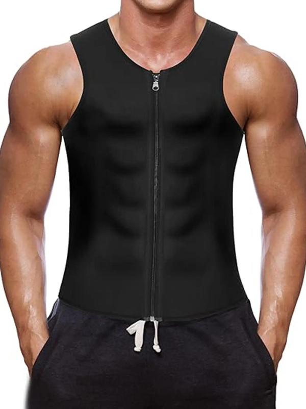 Men's Solid Zip Up Shapewear Sauna Vest, Casual Comfy Sleeveless Shapewear Top for Summer, Summer Wear 2024, Shaper for Men, Women's Shapewear for Daily Wear, Tummy Tuck Clothing