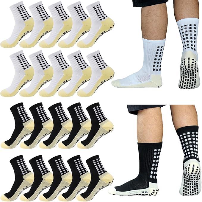 3 6 10 Pairs Soccer Socks, Breathable Cushioned With Non-Slip Silicone Grips, Mid-Calf Professional Training, For Outdoor Sports, Football Matches, Fitness Workouts