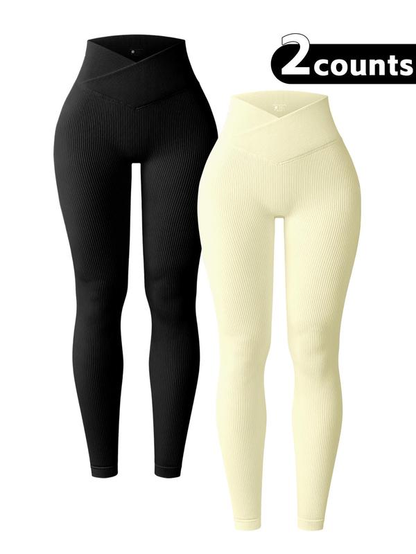 Women's Solid High Waist Sports Leggings, Casual Comfy Breathable Seamless Skinny Pants for Yoga Gym Workout Running, Ladies Sportswear for All Seasons