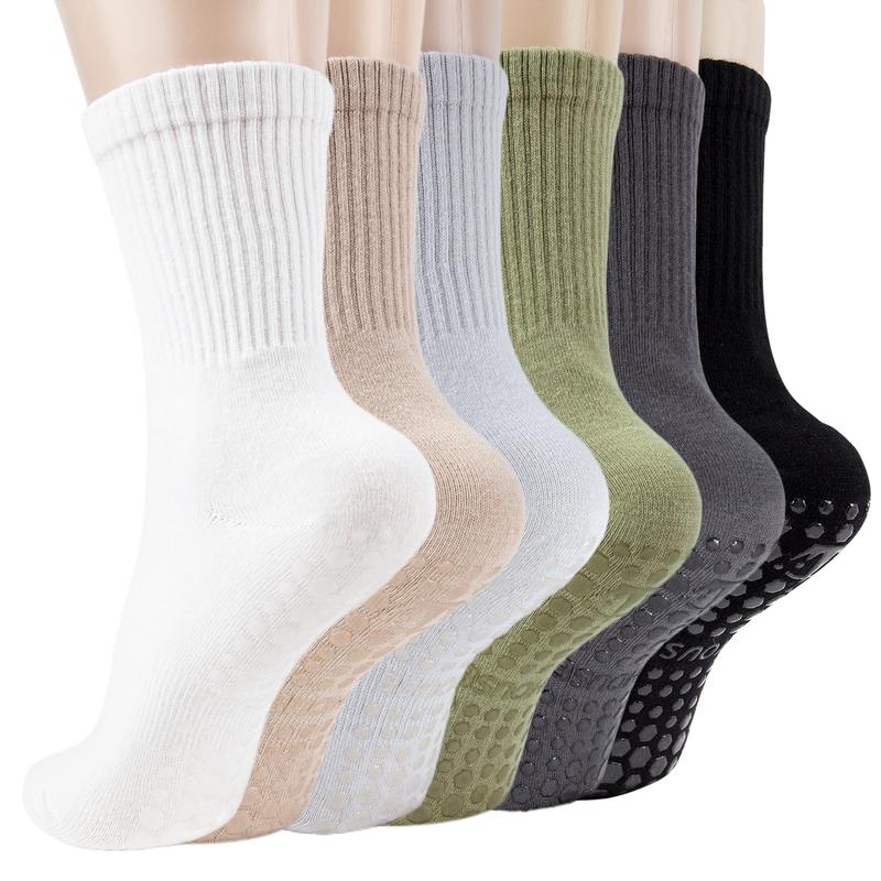 Ivyhouse Pilates Socks with Grips for Women - Non Slip Yoga Socks For Barre Ballet Dance Workout Gym Home Hospital 6Pairs