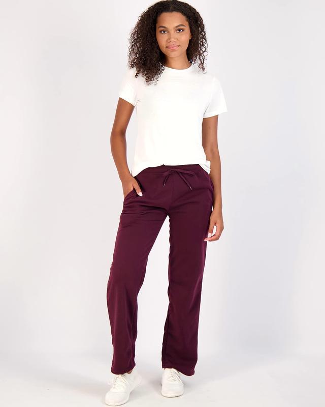 Real Essentials 3 Pack: Women's Relaxed Fit Fleece Open Bottom Sweatpants - Casual Athleisure (Available in Plus)