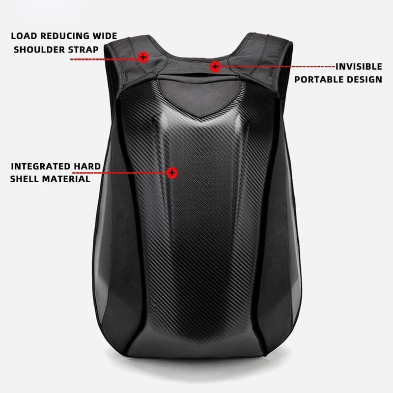 Motorcycle Backpack Hard Shell Carbon Fiber Pattern Waterproof Back Pack Saddlebags Riding Hardshell Storage for Men Motorcycle Accessories