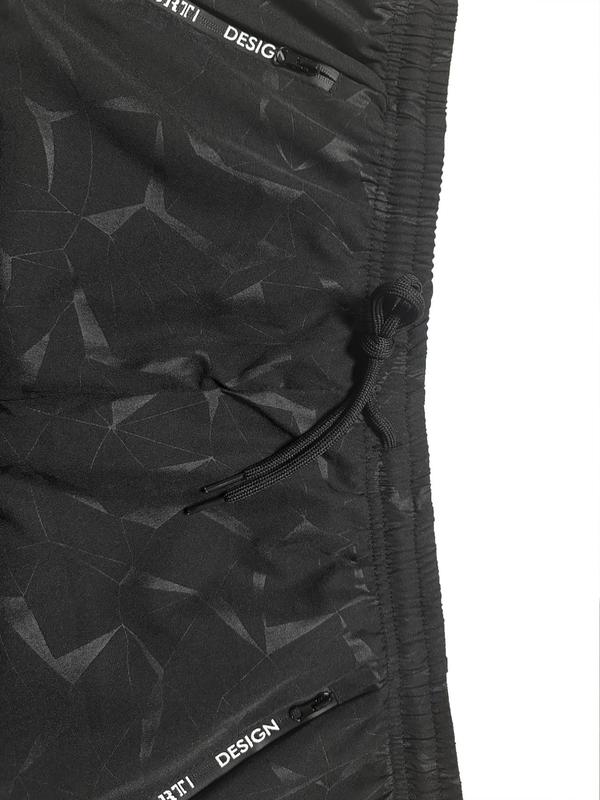 Men's Geometric Print Drawstring Waist Sports Gym Shorts, Regular Fit Casual Pocket Shorts for Summer, Men's Sportswear for Gym Workout Running, Gym Clothing, Gym Shorts