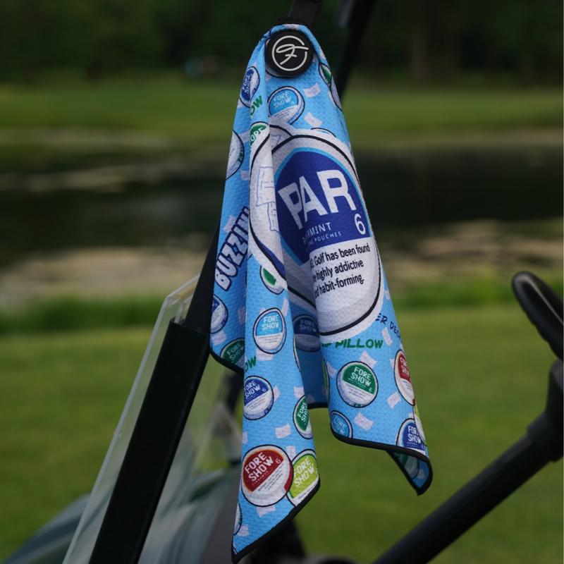 Fore Show Magnetic Golf Towel Premium Microfiber Waffle Custom Design Towel Super Absorbent Lightweight with Clip - Magnet for Golf Bags, Carts, or Clubs Gift Accessories for Men & Women golf towels