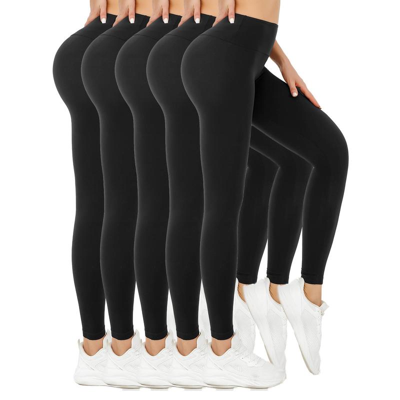 5-Pack Super Soft High Waisted Leggings for Women - Tummy Control, Non-See-Through, Stretch Yoga Running Pants, Casual Athletic Workout Leggings for Fall & Winter