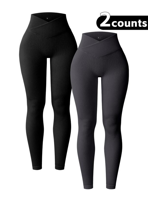 Women's Solid High Waist Sports Leggings, Casual Comfy Breathable Seamless Skinny Pants for Yoga Gym Workout Running, Ladies Sportswear for All Seasons