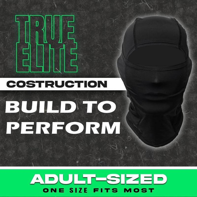 True Elite Adult Ski Mask Hyperwarm Hood Balaclava Balaclava Full Face, Lightweight, Windproof & Moisture Wicking Performance Black