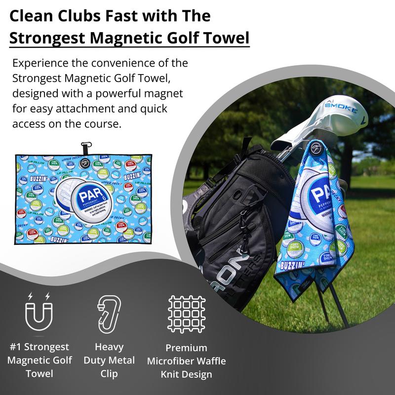 Fore Show Magnetic Golf Towel Premium Microfiber Waffle Custom Design Towel Super Absorbent Lightweight with Clip - Magnet for Golf Bags, Carts, or Clubs Gift Accessories for Men & Women golf towels