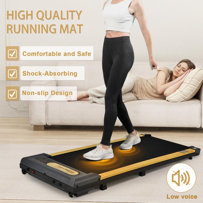 Walking Pad, wooden 2 in 1 Under Desk Treadmill  with Remote Control, LED Display for Small Spaces, Portable Walking Machine for Home Office with wheels