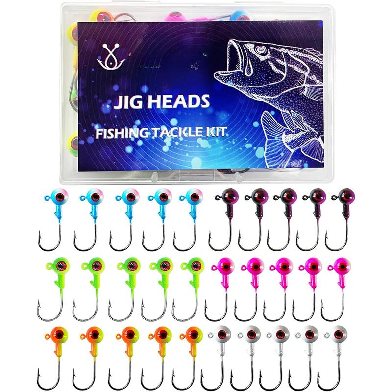 Round Crappie Jig Heads for Fishing,Fishing Lures Ball Heads,30 Swimbait Jig Heads for Bass Trout Walleye Striper Freshwater Saltwater 1 16oz 1 8oz 3 16oz