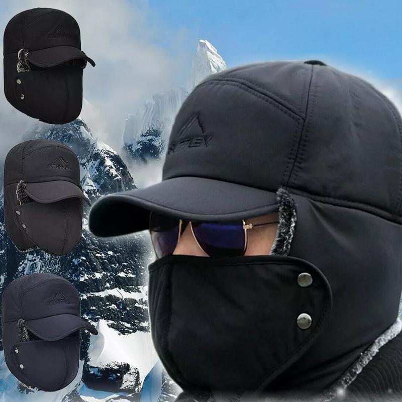 outdoor Unisex Winter Trapper Trooper Warm Hat Thicken Faux Fur Bomber Hats with Ear Flap Windproof Mask Snow Ski Hat Hunting Cap