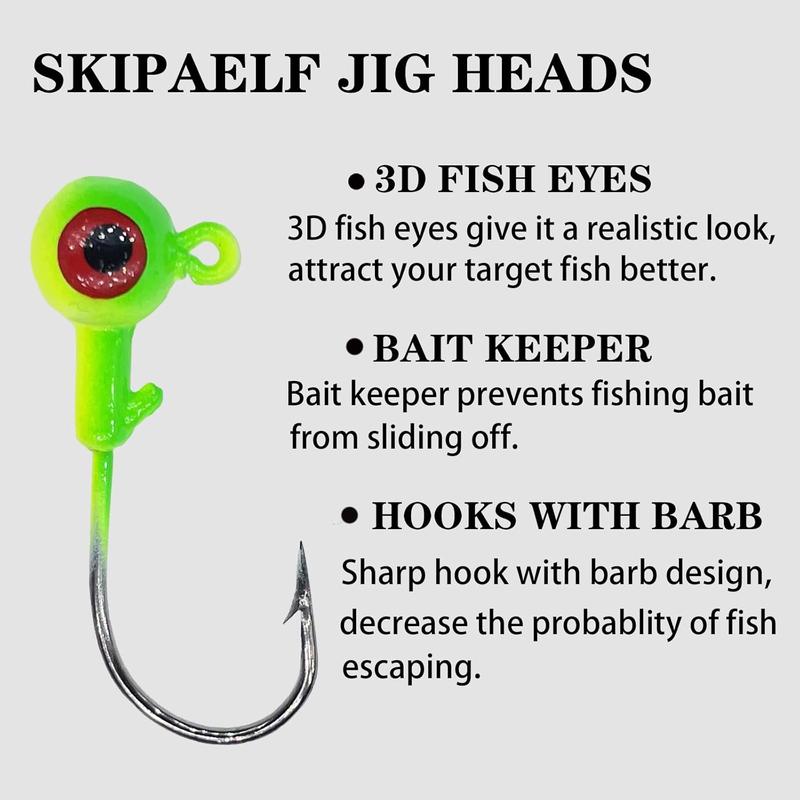 Round Crappie Jig Heads for Fishing,Fishing Lures Ball Heads,30 Swimbait Jig Heads for Bass Trout Walleye Striper Freshwater Saltwater 1 16oz 1 8oz 3 16oz