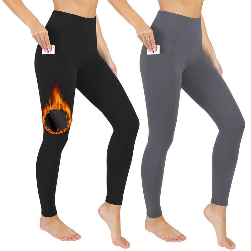 Winter Warm Leggings Women Fleece Lined Leggings with Pockets for Women Thermal High Waisted Workout Yoga Pants