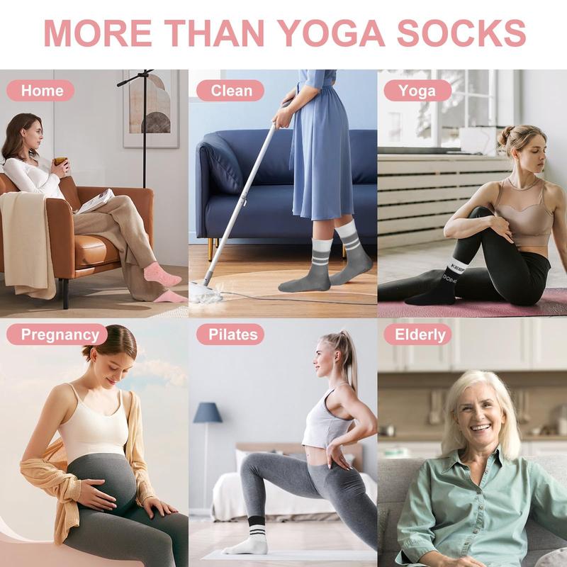 Pure Barre Socks Pilates Socks with Grips for Women, Non Slip Workout Socks, 6 Pairs