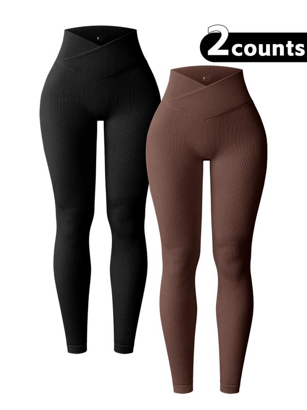 Women's Solid High Waist Sports Leggings, Casual Comfy Breathable Seamless Skinny Pants for Yoga Gym Workout Running, Ladies Sportswear for All Seasons