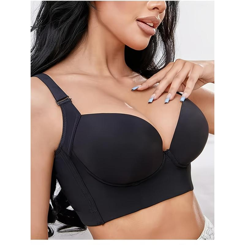 Breathable Plus Size Push-Up Sports Bra - Full Coverage Deep Cup for Big Women, Hides Back Fat