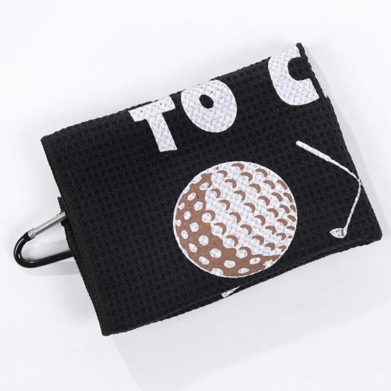 Golf Towel with Hook, 1 Count Tennis Ball & Letter Print Golf Towel, Portable Microfiber Golf Towel, Ball Sports Equipment for Men & Women