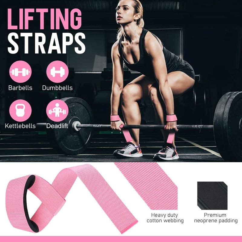 8 count Barbell Pad Set for  Thrust - Squat Pad for Barbell Lunges, Bench Press, with 2 Gym Ankle Straps, 3 Resistance Bands for Working Out, 2 Lifting Strap, Carry Bag