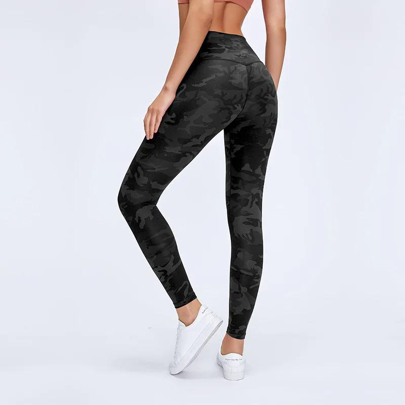 Black Camo Panther Print Yoga Leggings Women Sportswear Athletic Fitness High Waisted Naked-feeling Sports Pants Gym Yoga Tights