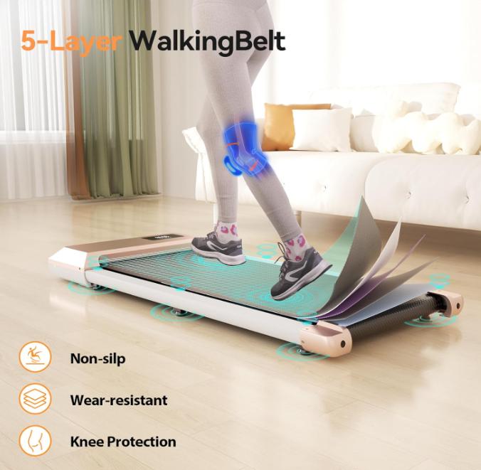 Walking mat, home office desktop treadmill, 320 lb capacity, remote control and LED display for at-home exercise