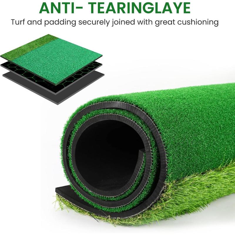 Golf Practice Mat, 5x4ft Artificial Dual-Turf, Outdoor & Indoor Hitting Mat for Backyard Driving and Chipping Training