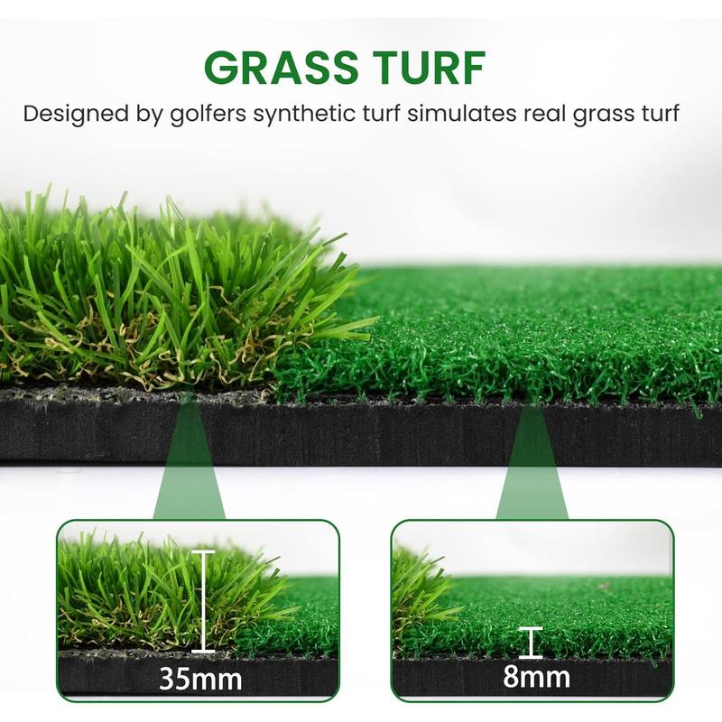 Golf Practice Mat, 5x4ft Artificial Dual-Turf, Outdoor & Indoor Hitting Mat for Backyard Driving and Chipping Training