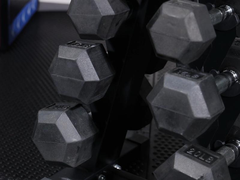 Rubber Coated Hex Dumbbell Set with A-Frame Rack - 100lb Total Weight - Includes 5lb to 20lb Weights - for Home or Gym Workouts