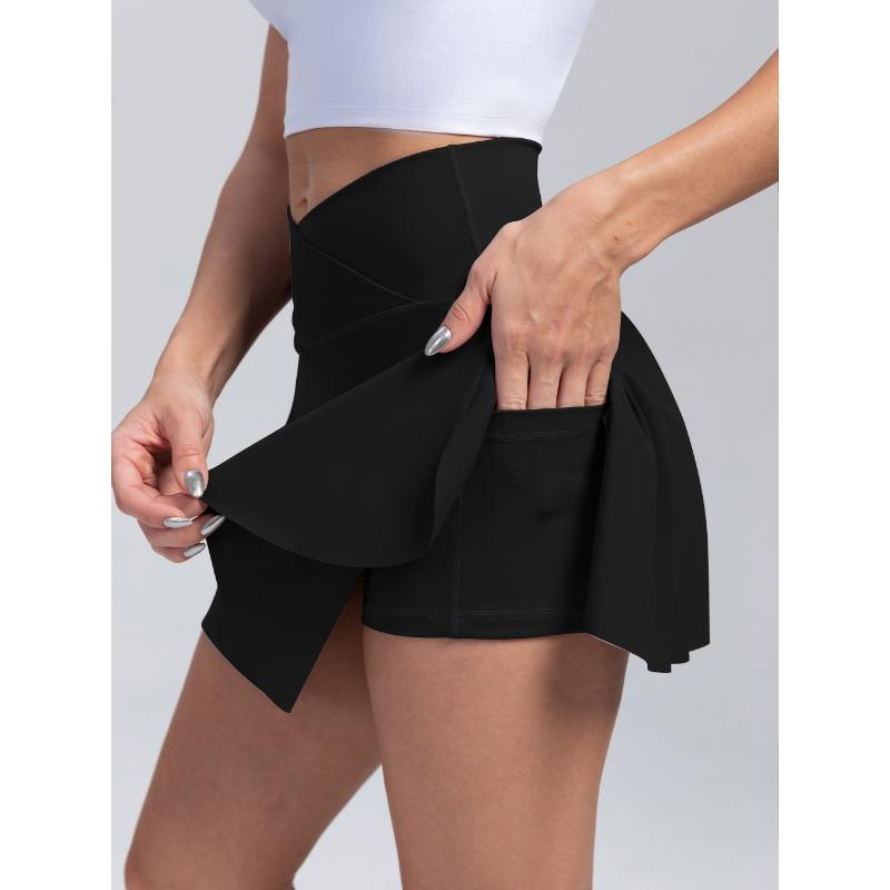 2-in-1 Quick-Dry Women's High-Waist Athletic Skirt Shorts, Tennis Skort with Pockets for Yoga Gym Running Sports Fitness Activewear