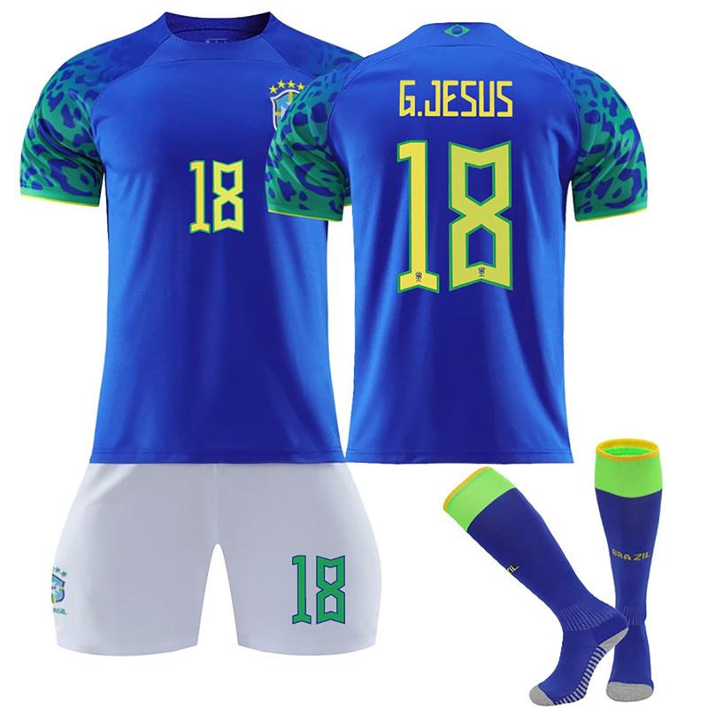 22-23 Brazil Soccer Team Fan Away Jersey 3 Pieces Set, Unisex Printed Soccer Jersey Shorts Socks Set soccer jerseys