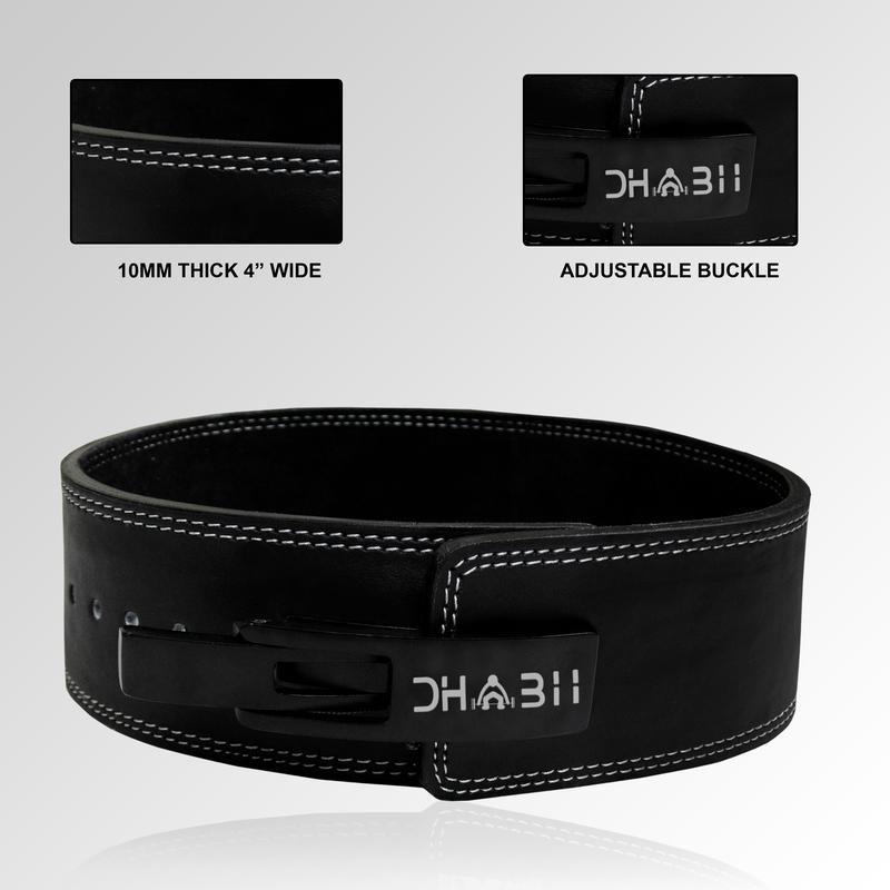 DHABII Lever Belt with Adjustable Buckle, 10mm thick and 4 inches wide, Weightlifting belt used for Powerlifting, Weightlifting, Strength Training