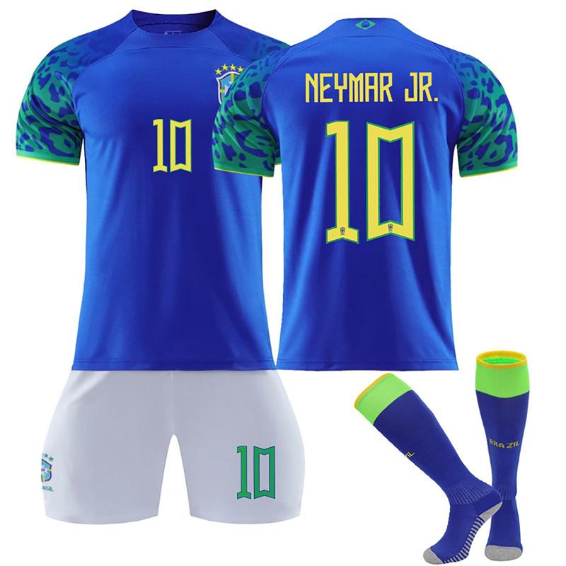 22-23 Brazil Soccer Team Fan Away Jersey 3 Pieces Set, Unisex Printed Soccer Jersey Shorts Socks Set soccer jerseys