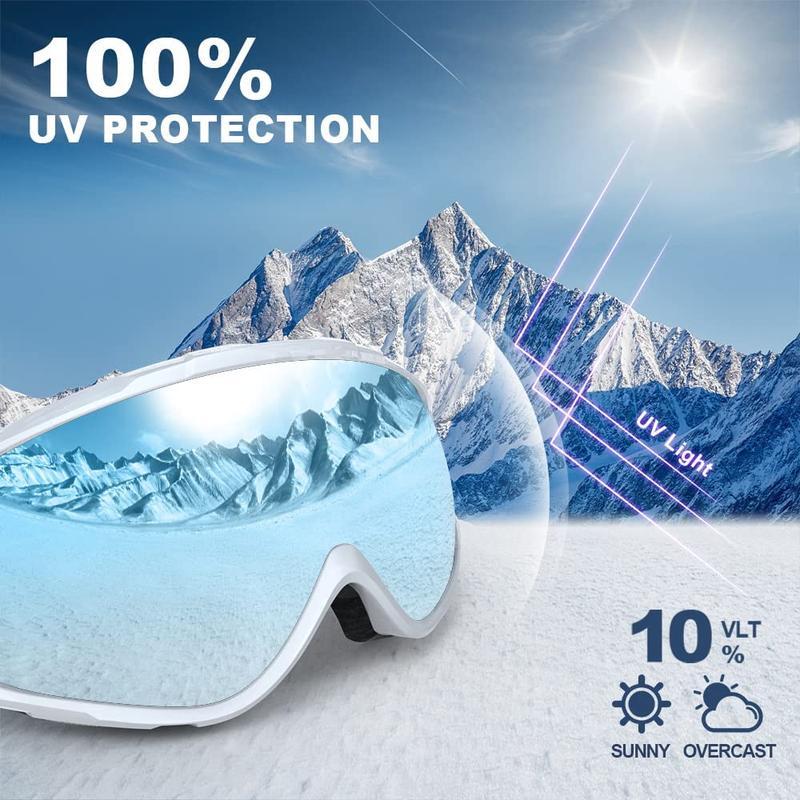 Findway Ski Goggles OTG - Over Glasses Snow Snowboard Goggles for Men, Women & Youth - 100% UV Protection