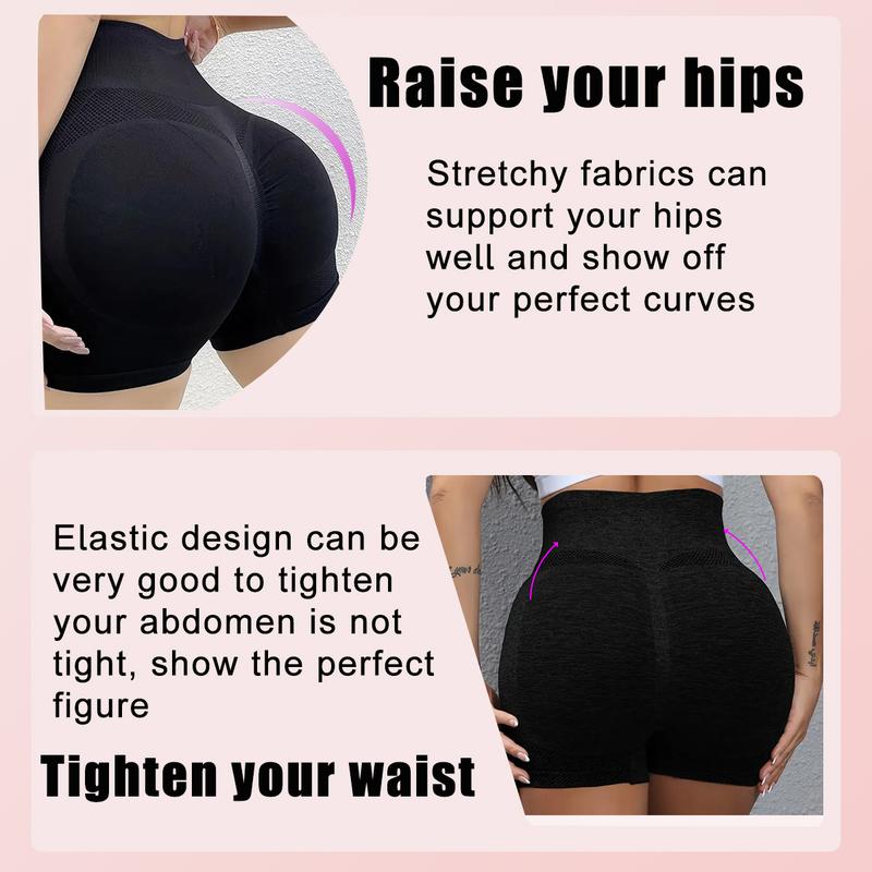 6PCS High Waist Yoga Shorts, Women's Solid Color Seamless elastic Slimming Hip Lifting  Shorts For Cycling, Running, Gym And Fitness