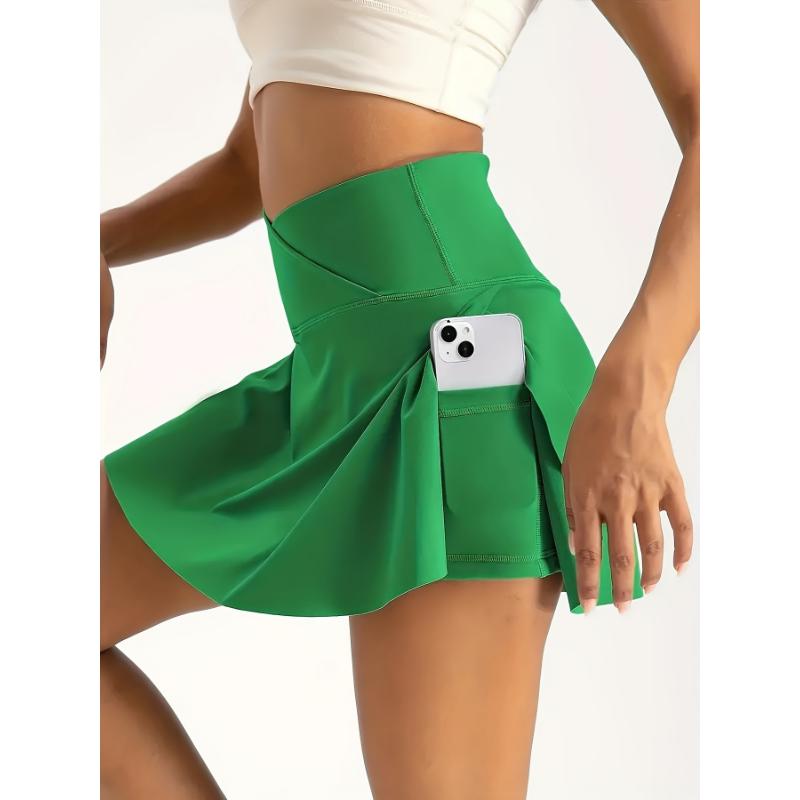 2-in-1 Quick-Dry Women's High-Waist Athletic Skirt Shorts, Tennis Skort with Pockets for Yoga Gym Running Sports Fitness Activewear