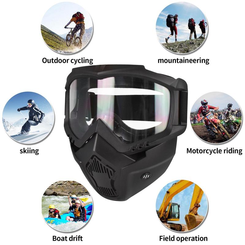 Mask with Elastic Strap, High Clearance Enhanced Lens Mask, Outdoor Cycling Mask for Men & Women