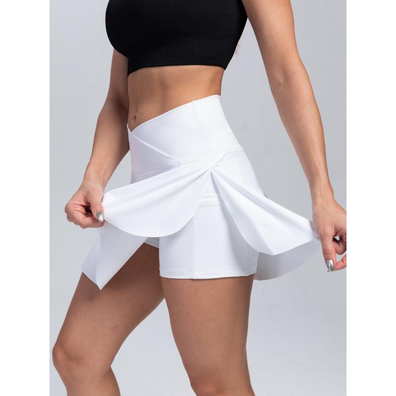 2-in-1 Quick-Dry Women's High-Waist Athletic Skirt Shorts, Tennis Skort with Pockets for Yoga Gym Running Sports Fitness Activewear