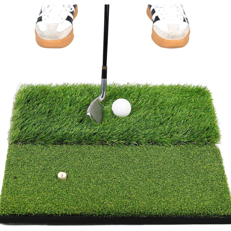 Premium Dual-Turf Golf Hitting Mat, 10mm  Padding with Rubber Backing, Golf Practice Mat for Indoor and Outdoor